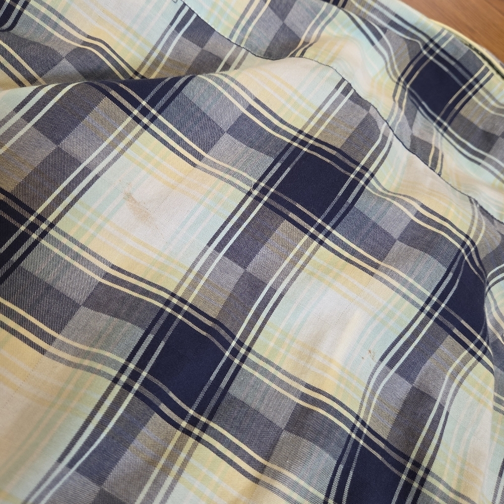 Maceoo Long Sleeve Button Down Shirt Mens L Yellow Italian Plaid Geometric Print - Picture 11 of 14